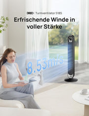 View Dreo Smart 20dB DC Motor Turmventilator Leiser, 11M Windentfernung Ventilator mit Fernbedienung,9 Stufen 4 Modi, 90° Oszillierender Standventilator image 2