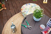 View 37 Gallon Round Deck Box, Patio Table for Outdoor Cushion Storage, Brown image 6