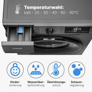 View Bomann Waschmaschine 8kg | max. 1400 U/min | 10 Jahre Motor-Garantie | robuster, leiser & langlebiger Invertermotor | 15 Waschprogramme | LED-Display image 6