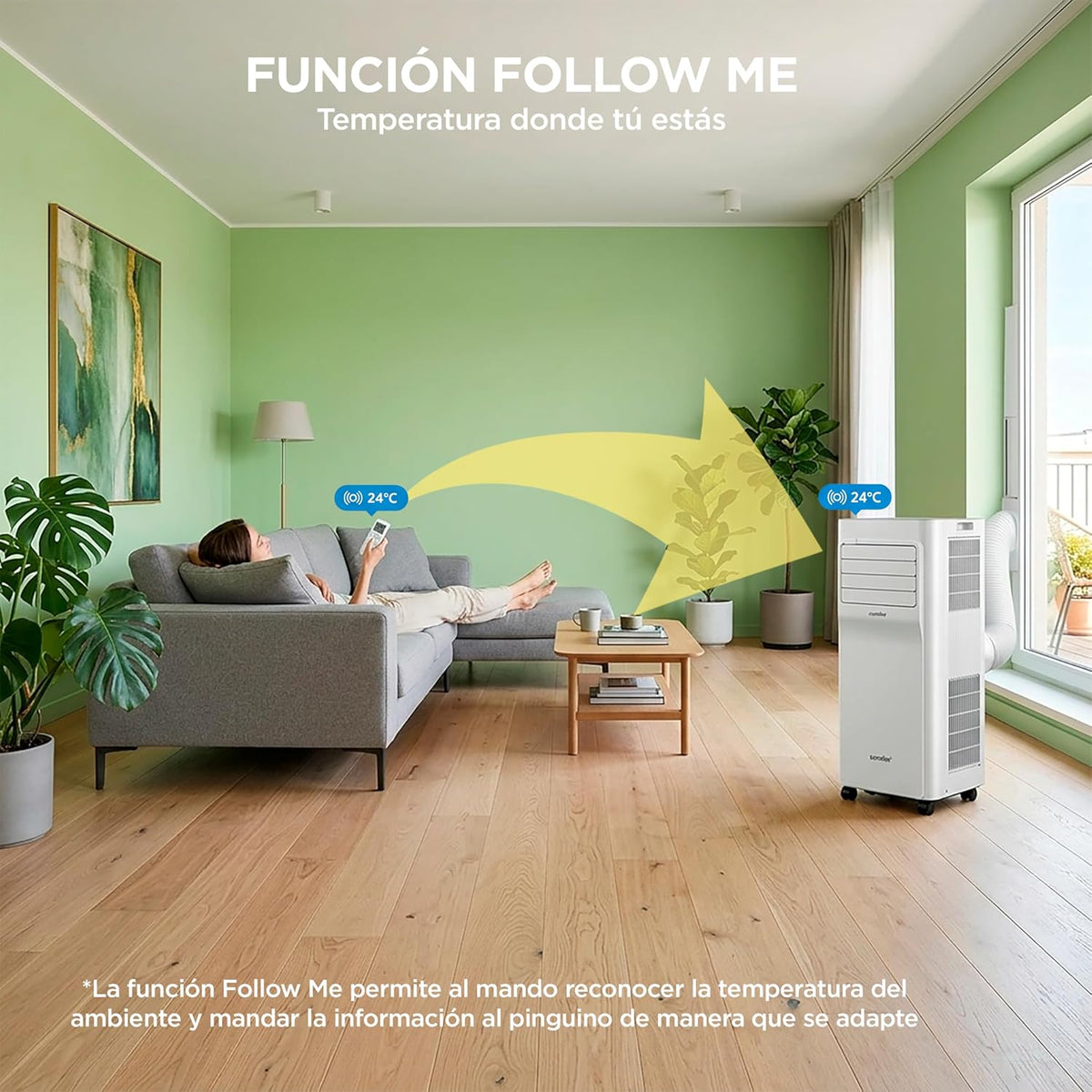 COMFEE Pingüino Aire Acondicionado Portátil 3 en 1 | 8000 BTU/2000 Frigorías Con App + Mando a Distancia | Climatizador y Deshumidificador | Bajo