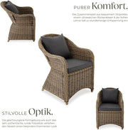 View tectake Alu Polyrattan Gartenstuhl 2er Set, Gartenmöbel Set mit 2 Sessel, wetterfest, Rattan Gartensessel mit weichen Sitzpolster, abziehbarer und image 5
